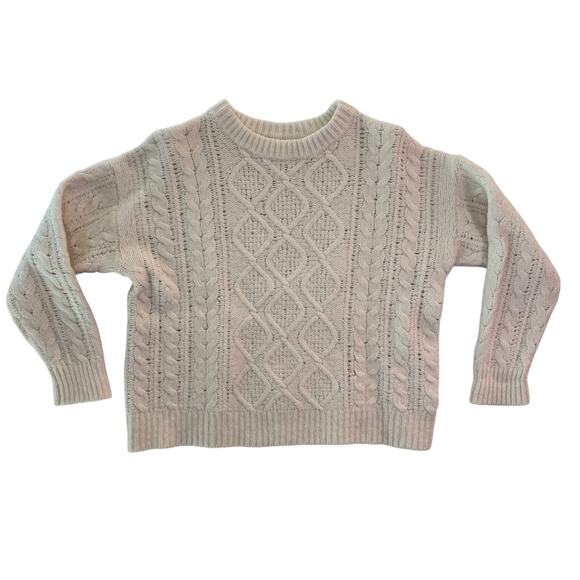 Daily Drills Fisherman Sweater Women's XS/S Wool Alpaca Crewneck Cream Neutral - Picture 2 of 12